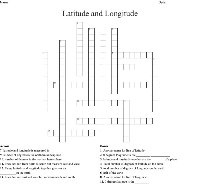 Longitude and latitude crossword answers